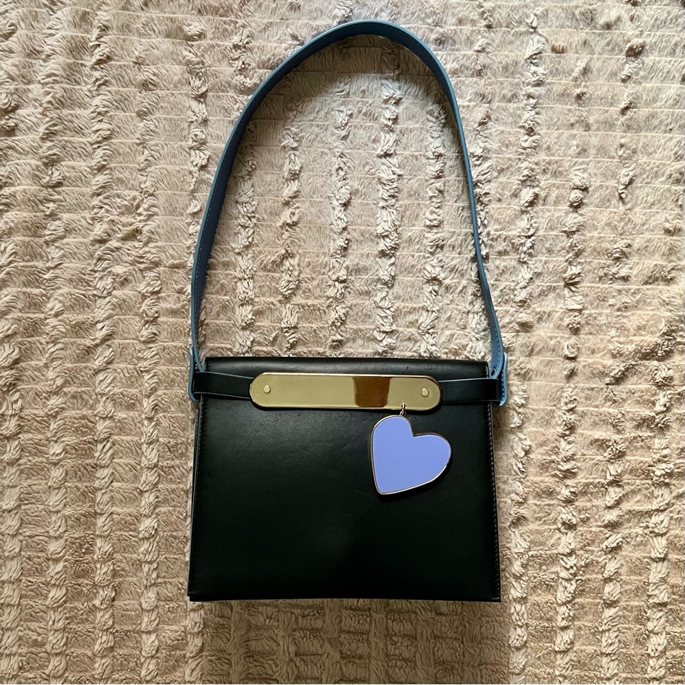 $1425 EDIE PARKER Candy Black Leather Shoulder Bag Accordion Clutch. Convertible